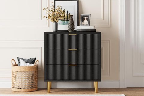 Black 3 Drawer Dresser For Bedroom, 30” Tall Dresser Organizer With ... regarding Black 3 Drawer Dresser - Compact Small Chest Of Drawers For Bedrooms