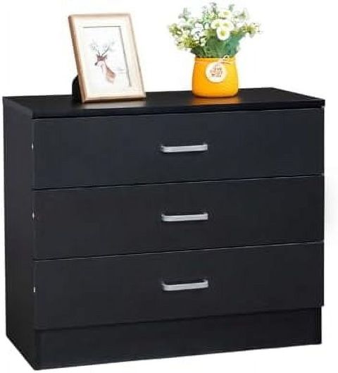 Black 3 Drawer Dresser, Small Dresser For Bedroom, Dresser For Closet ... with Black 3 Drawer Dresser - Compact Small Chest Of Drawers For Bedrooms