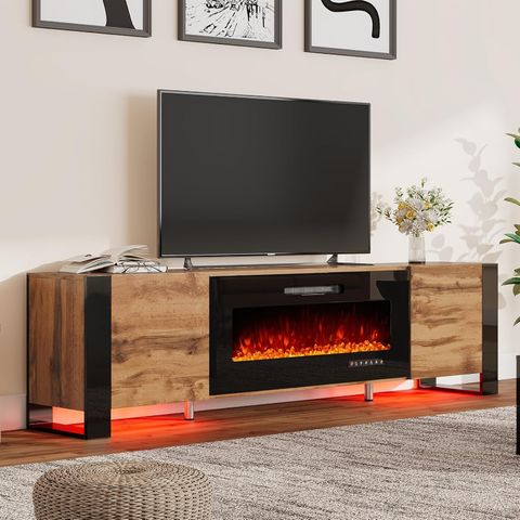 Black Led Fireplace Tv Stand At Gayla Wilson Blog pertaining to Creating Cohesion with Entertainment Centers in Modern Interiors