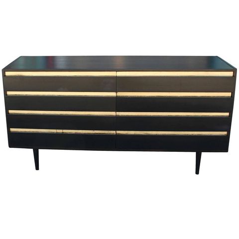Bold Ebony/Black And Gold Leaf Eight-Drawer Dresser At 1Stdibs inside Mastering the Technique of Applying Gold Leaf to Storage Units
