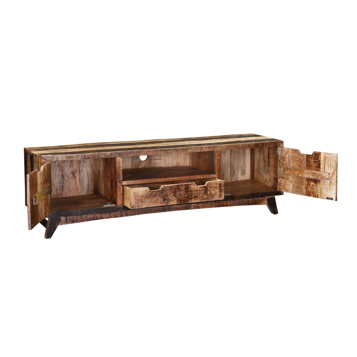 Boulder Handcrafted 2-Drawer Rustic Mango Wood Tv Stand Media Console regarding Elkton 2-Drawer Engineered Wood 59&quot; Tv Stand Mango