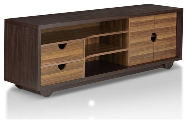 Bowery Hill 2-Drawer Modern Wood Tv Stand For Tvs Up To 70&quot; In Brown ... for Bowery Hill Modern Wood Tv Stand For Tvs Up To 70&quot; In Espresso/Dark Brown