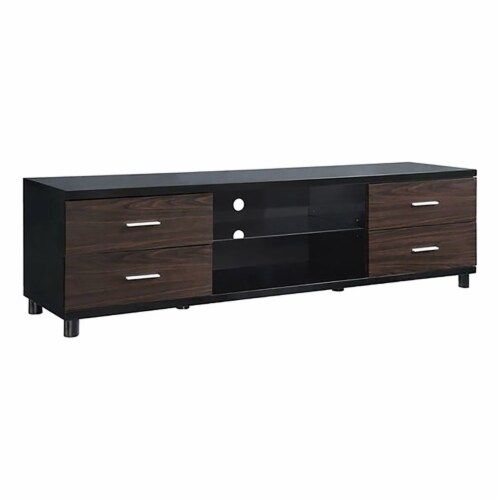 Bowery Hill 4 Drawer Modern Wood Tv Stand For Tvs Up To 71'' In Black ... inside Bowery Hill Modern Wood Tv Stand For Tvs Up To 70&quot; In Espresso/Dark Brown
