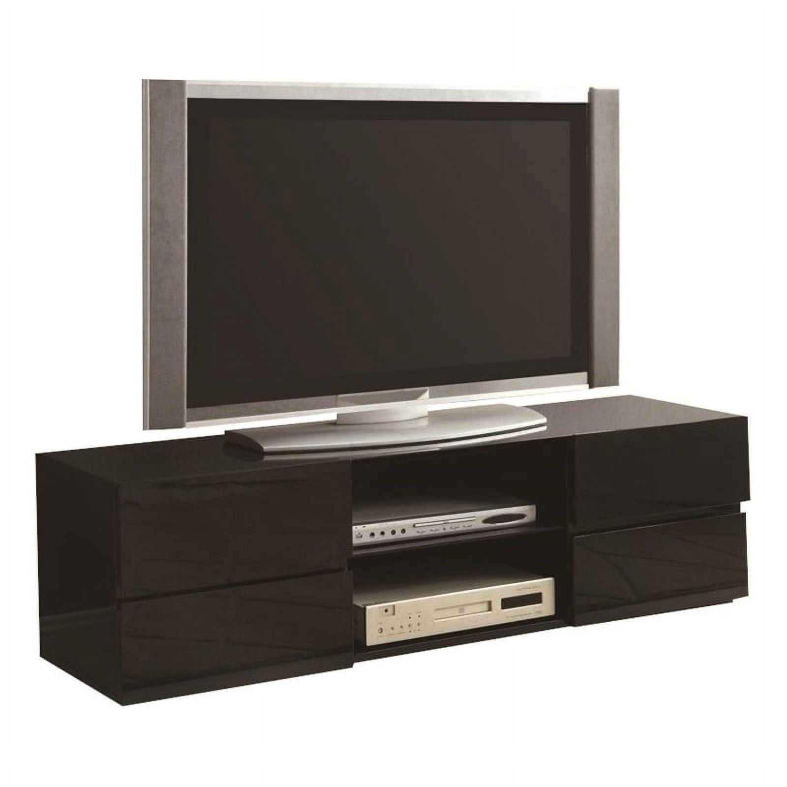 Bowery Hill 4 Drawer Modern Wood Tv Stand Fot Tvs Up To 55&quot; In Glossy ... intended for Understanding the Design Philosophy Behind Modern Wood TV Stands