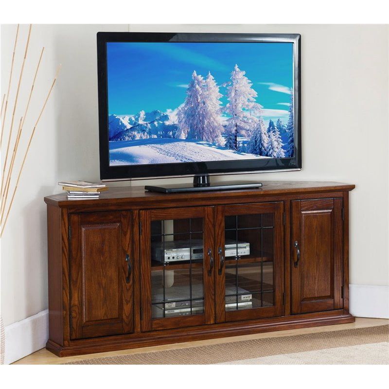 Bowery Hill 60&quot; Wood Corner Tv Stand In Burnished Oak - Walmart.com for Style Meets Functionality The Bowery Hill TV Stand for Modern Living