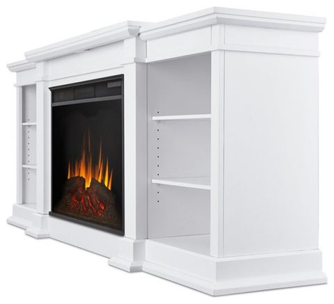 Bowery Hill 81" Modern Wood Entertainment Fireplace Tv Stand In White ... throughout Bowery Hill 81" Modern Wood Entertainment Fireplace Tv Stand In White/Black