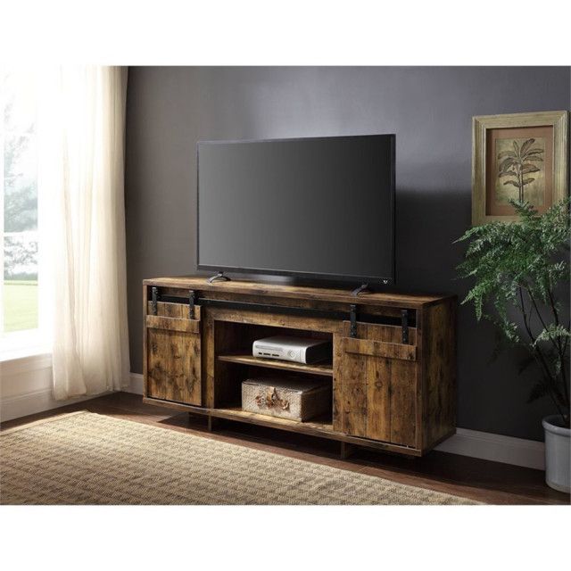 Bowery Hill Farmhouse Wood Tv Stand For Tvs Up To 60&quot; In Rustic Oak - Rustic - Entertainment ... with regard to Style Meets Functionality The Bowery Hill TV Stand for Modern Living