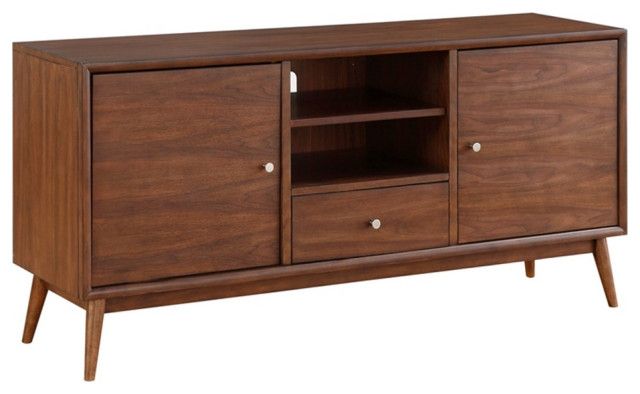 Bowery Hill Modern / Contemporary Wood 64&quot; Tv Stand In Brown Finish ... regarding Understanding the Design Philosophy Behind Modern Wood TV Stands