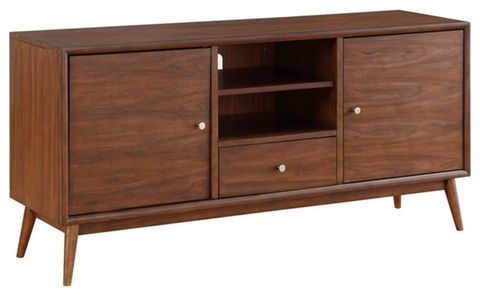 Bowery Hill Modern / Contemporary Wood 64" Tv Stand In Brown Finish ... regarding Understanding the Design Philosophy Behind Modern Wood TV Stands