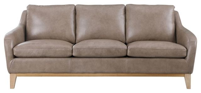 Bowery Hill Modern Geuine Leather &amp; Hardwood Sofa In Sandy Brown - Sofas - By Homesquare | Houzz throughout Bowery Hill Modern Geuine Leather &amp; Hardwood Sofa In Brown Finish