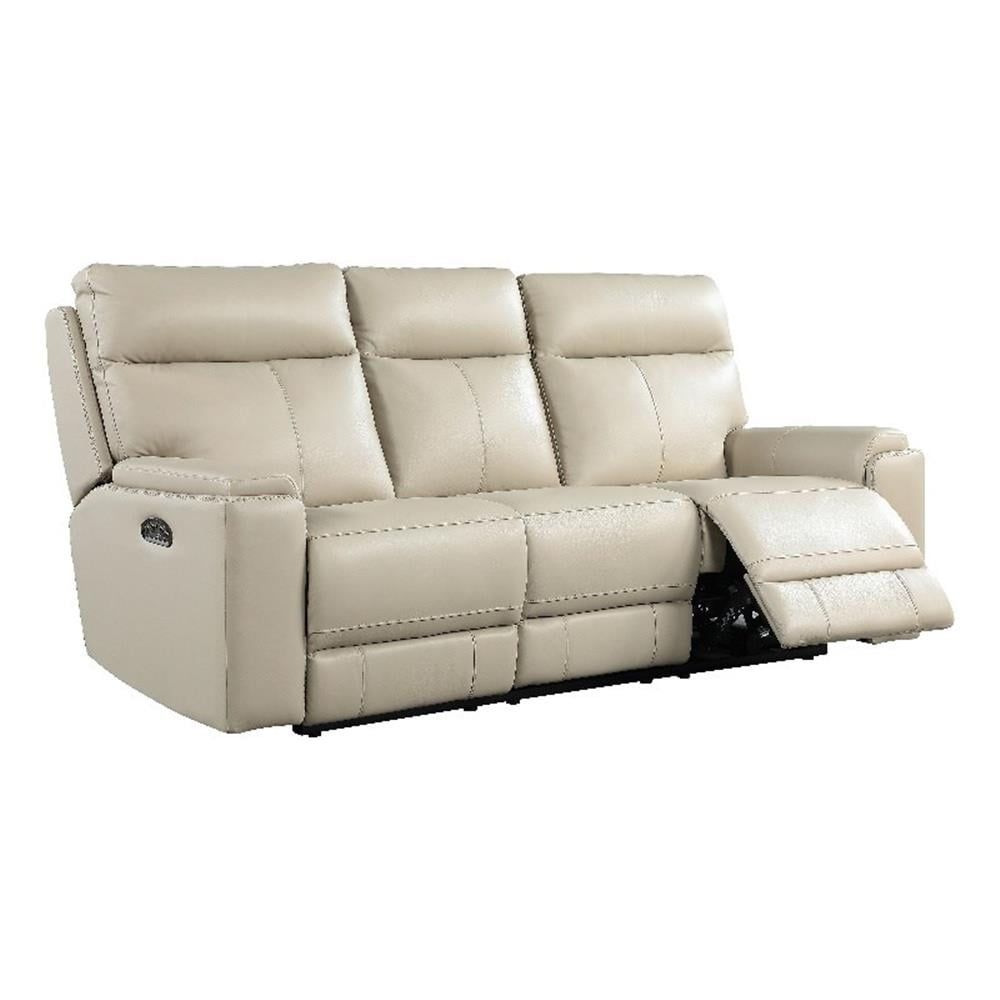 Bowery Hill Modern Geuine Leather &amp; Hardwood Sofa In Taupe Beige - Walmart.com with Bowery Hill Modern Geuine Leather &amp; Hardwood Sofa In Brown Finish