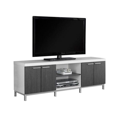 Bowery Hill Modern Wood Tv Stand For Tvs Up To 60&quot; In White/Gray | Ebay regarding Bowery Hill Traditional Wood Tv Stand For Tvs Up To 60&quot; In Burnished Oak