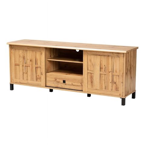 Bowery Hill Modern Wood Tv Stand For Tvs Up To 70" With 2-Door In Oak ... pertaining to Understanding the Design Philosophy Behind Modern Wood TV Stands