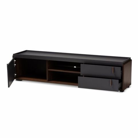 Bowery Hill Modern Wood Tv Stand For Tvs Up To 78 With 2-Drawer In Gray ... for Understanding the Appeal of Modern Wood TV Stands for Large-Screen Displays