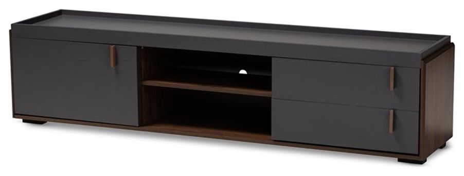 Bowery Hill Modern Wood Tv Stand For Tvs Up To 78&quot; With 2-Drawer In ... regarding Understanding the Design Philosophy Behind Modern Wood TV Stands