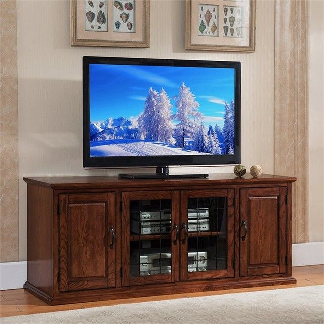 Bowery Hill Traditional Wood Tv Stand For Tvs Up To 60&quot; In Burnished Oak, 60&quot; - Traditional ... intended for Style Meets Functionality The Bowery Hill TV Stand for Modern Living