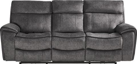 Bradshaw Place Dark Gray Polyester Fabric Dual Power Reclining Sofa ... with Gray Dual-Sided Reclining Sofa With Pull Tab, Polyester Upholstery, Cobblestone