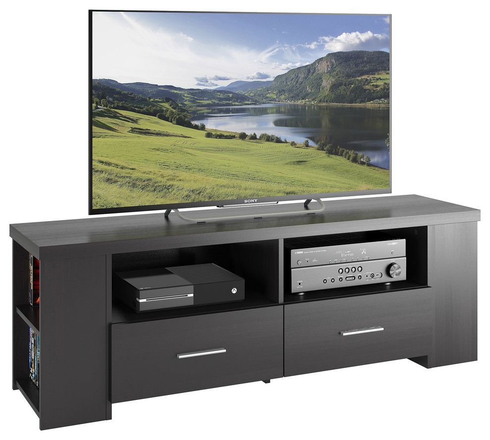 Bromley 60&quot; Tv And Component Bench, Ravenwood Black - Transitional ... in Elevate Your Home Decor with the Fiji 60&quot; TV Component Bench