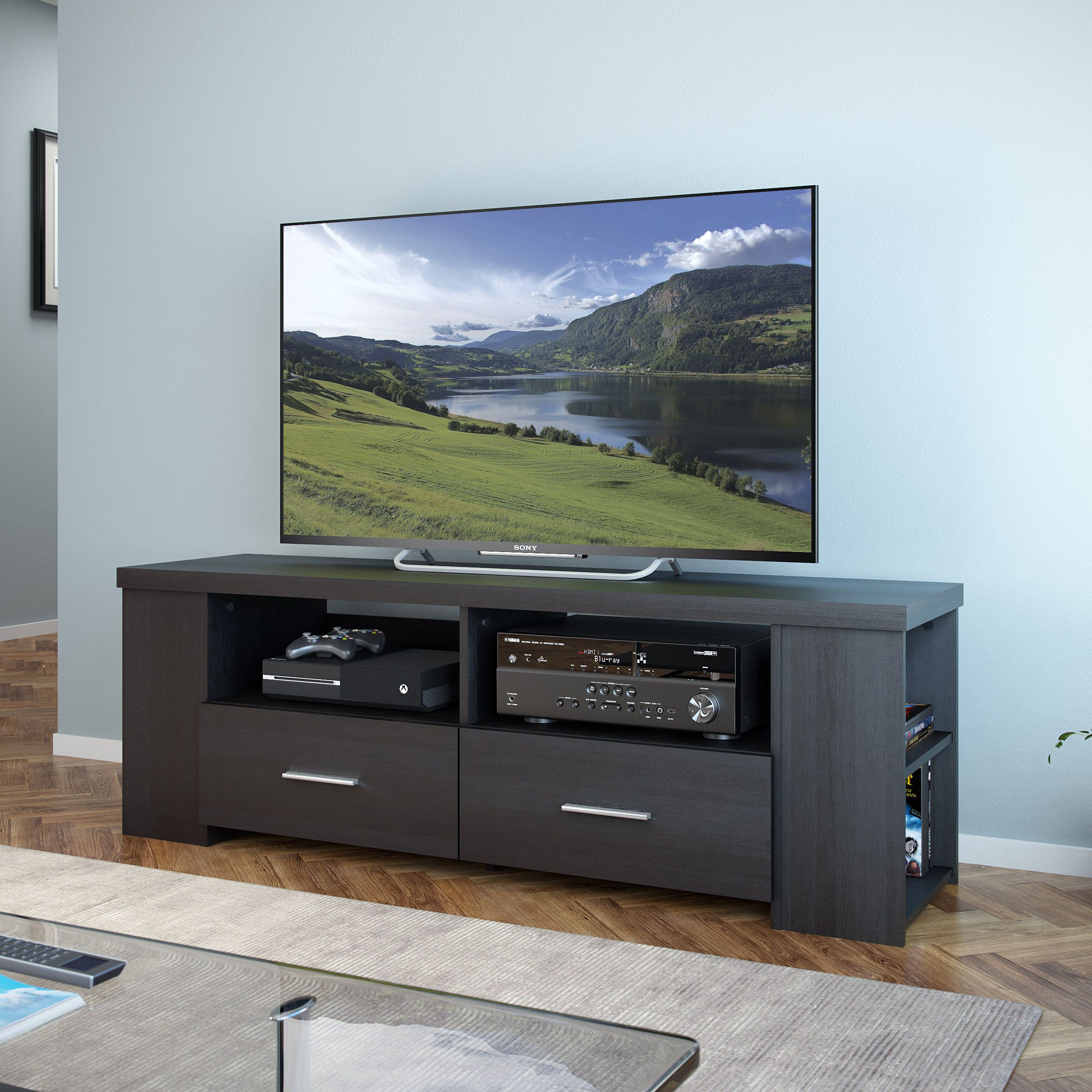 Bromley 60&quot; Tv And Component Bench, Ravenwood Black - Transitional ... throughout Elevate Your Home Decor with the Fiji 60&quot; TV Component Bench