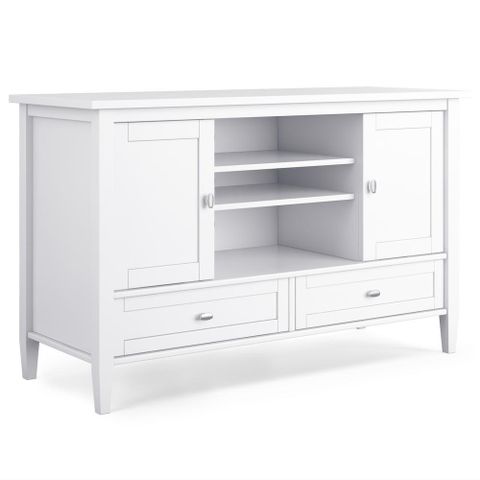 Brooklyn + Max Lexington 47 In. White Wood Tv Stand With 2 Drawer Fits ... for Casey 2-Drawer Engineered Wood 60" Tv Stand White