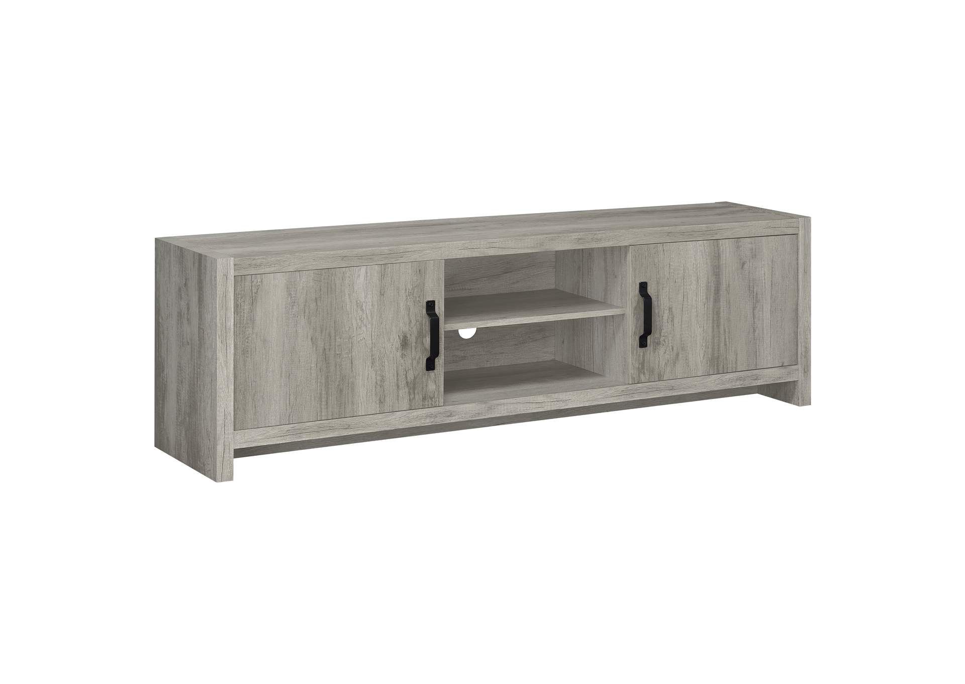 Burke 2-Door Engineered Wood 71-Inch Tv Stand Grey Driftwood regarding A Closer Look at the Burke Engineered Wood 71&quot; TV Stand