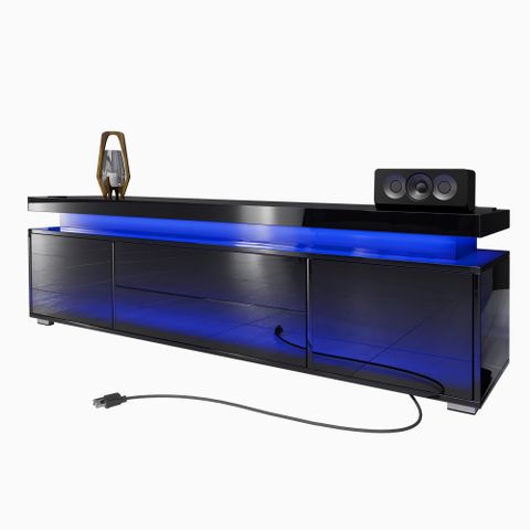 Buy Led Tv Stand Black High Gloss For 55/65/70 Inch Tv, Modern ... intended for Transform Your Living Room with the Altamonte Entertainment Center