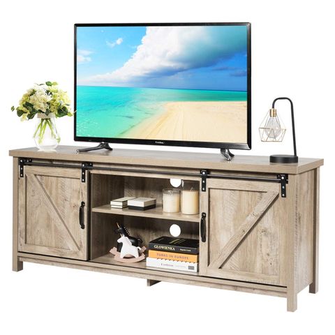 Buy Tangkulasliding Barn Door Tv Stand, Wood Tv Storage Cabinet For Tvs ... with Furniture Of America Acres Farmhouse Wood 6-Shelf Tv Console In Brown