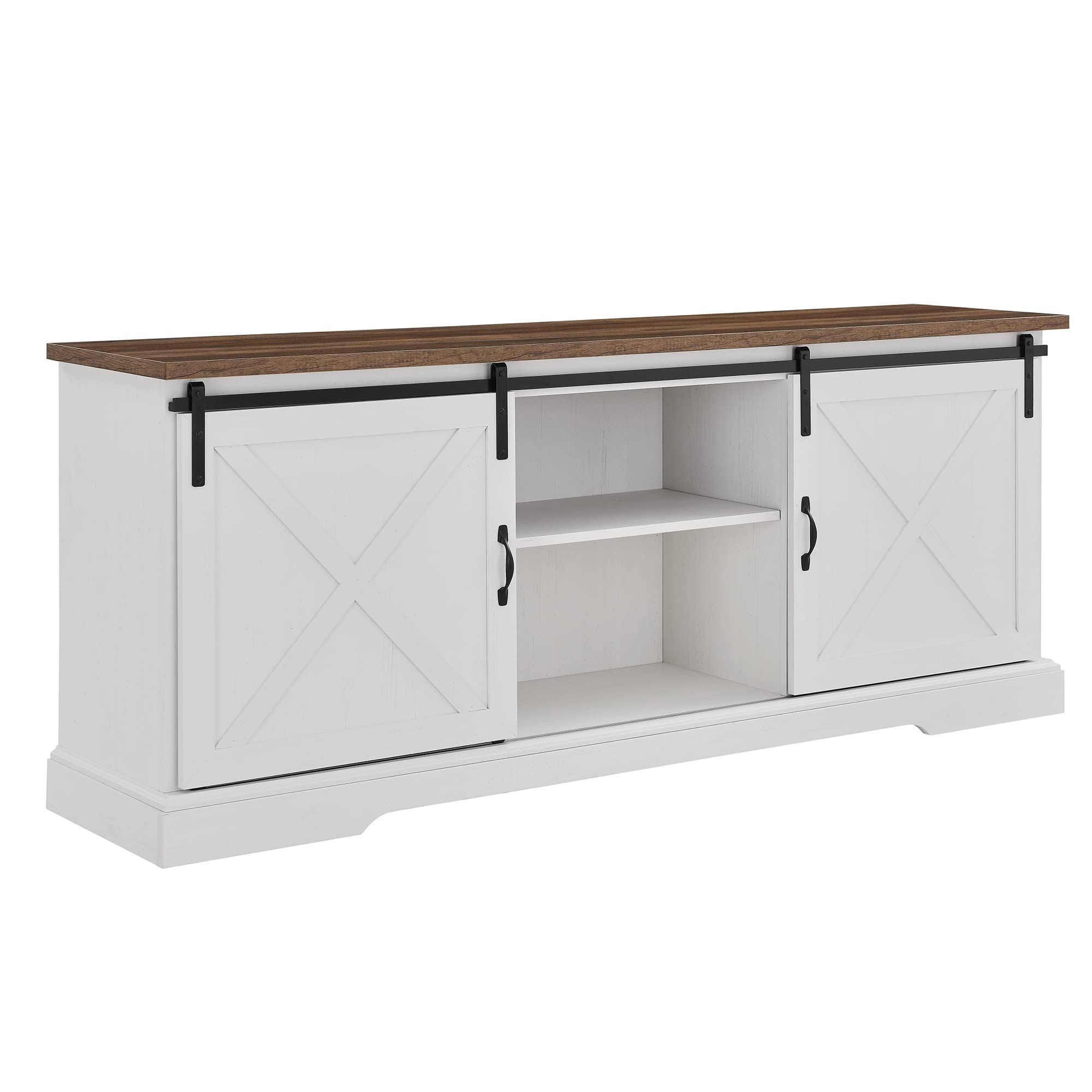 Buy Walker Edison Corbin Modern Farmhouse Sliding X Barn Door Tv Stand ... within Understanding the Appeal of Glass Inserts in Modern Farmhouse Entertainment Centers