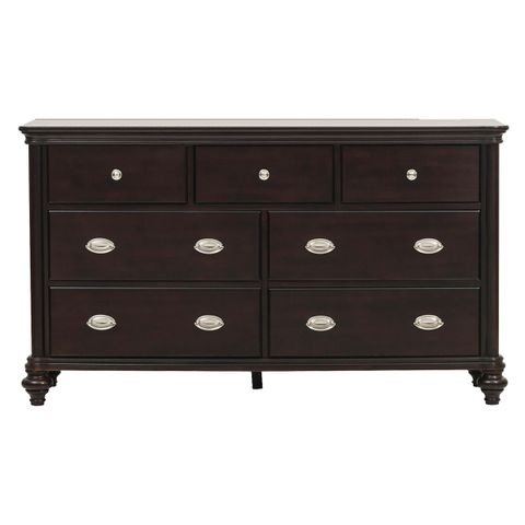 Canora Grey Dark Cherry Finish Classic Design Dresser Of 7X Drawers ... within Maxine Wood Chest With Durable Brushed Gold Metal Base, Dark Cherry Finish