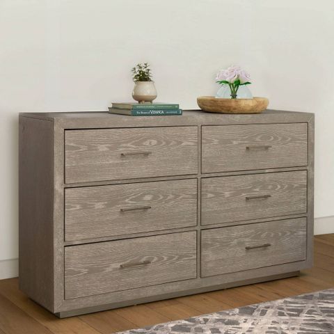 Carson 6 Drawer Wood Dresser Gray – Abbyson Living - Witnesswindowgraphics throughout Alpine Furniture Eaton Six Drawer Wood Dressser In Sand (Beige)