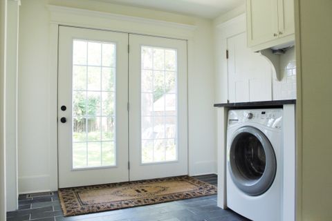 Classic Black And White Laundry Room Renovation 3 - The Leslie Style for The Enduring Appeal and Practicality of Monochrome Laundry Design
