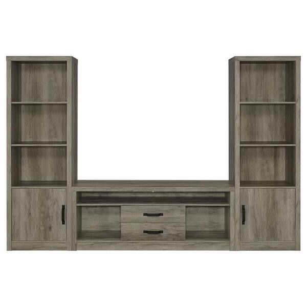 Coaster Burke 3-Piece Gray Driftwood Entertainment Center Fits Tv's Up ... in A Closer Look at the Burke Engineered Wood 71&quot; TV Stand