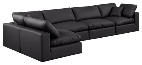 Comfy Upholstered L-Shaped Modular Sectional, 5-Piece: 3 Armless Chair ... with regard to Designing with the Indulge Sofa Practical Tips for Your Black Vegan Leather Piece