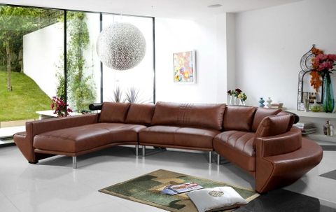 Contemporary Curved Leather Sectional Sofa | Baci Living Room regarding Houzz Products: One Mod Sofa, Two Cool Designer Looks