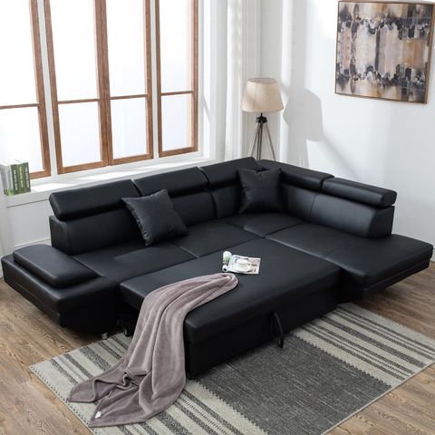 Contemporary Sectional Modern Sofa Bed - Black With Functional Armrest ... throughout Choosing the Right Sofa Arms Practical Tips for Lasting Comfort and Style