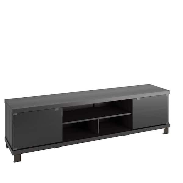 Corliving Holland 71 In. Black Ravenwood Tv Stand Fits Tvs Up To 80 In ... pertaining to Maximizing Media Storage The Holland 71&quot; Extra Wide TV Bench Explained