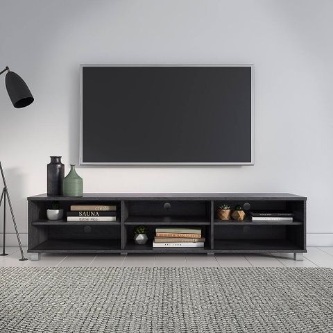 Corliving Hollywood Collection Tv Stand With Open Cabinets For Most Tvs ... with Corliving Hollywood Grey Wood Grain Tv Stand For Tvs Up To 85