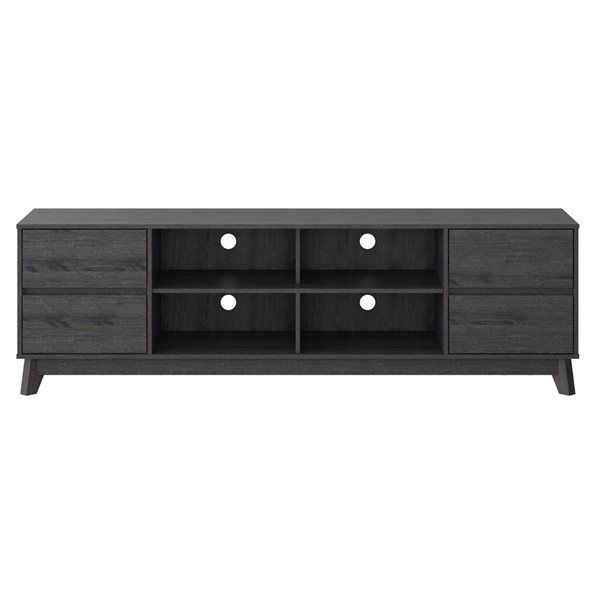 Corliving Hollywood Dark Grey Wood Grain Tv Stand With Drawers For Tvs ... inside Understanding the versatility of CorLiving Hollywood Grey TV stands for large screen displays