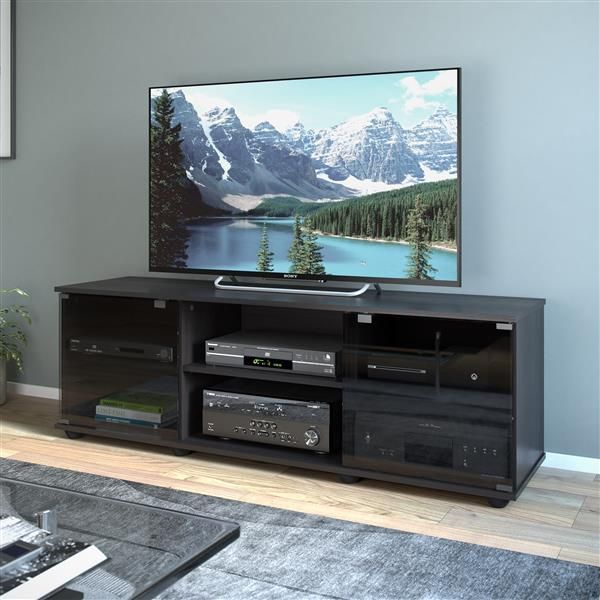 Corliving Tv Stand - Ravenwood Black - Tvs Up To 64&quot; Fb-2600 - Reno ... pertaining to Fillmore 58&quot; Ravenwood Black Tv And Component Stand
