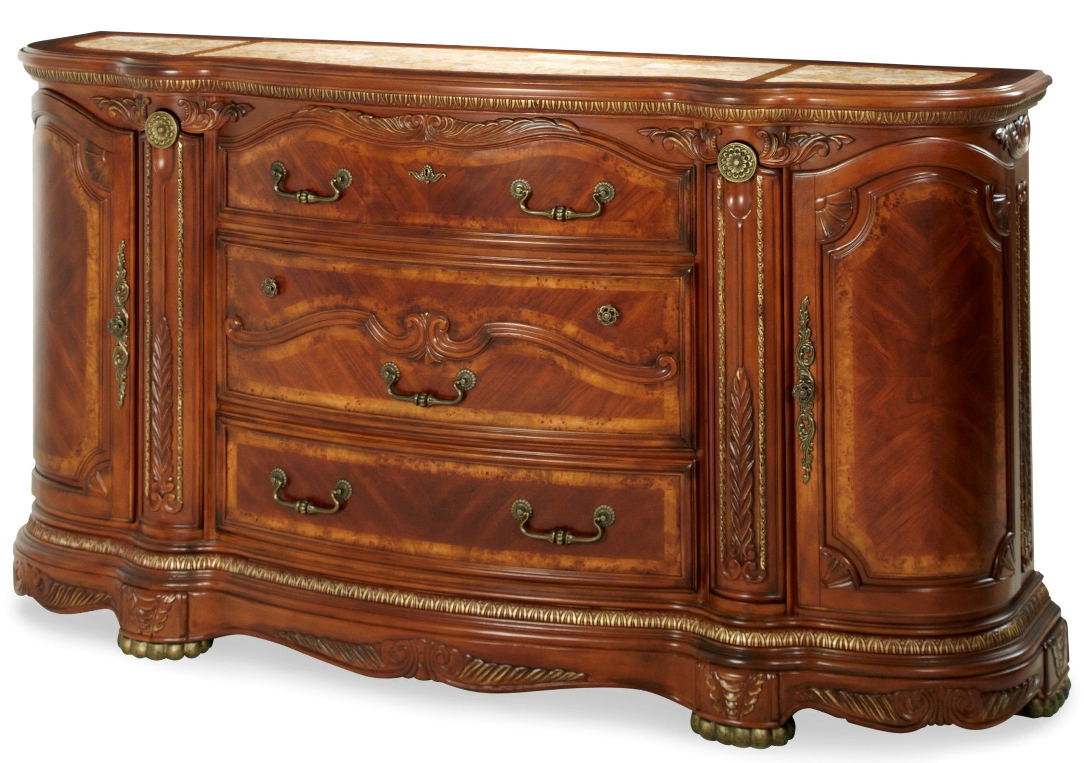 Cortina Honey Walnut Dresser From Aico (N65050-28) | Coleman Furniture with Cortina 6-Drawer Chest - Honey Walnut