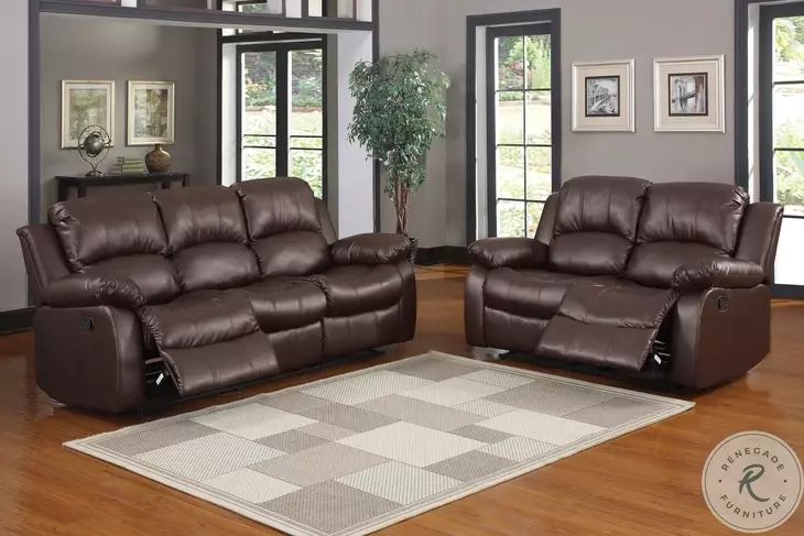 Cranley Brown Double Reclining Sofa From Homelegance (9700Brw-3) | Coleman Furniture inside Homelegance Cranley Double Reclining Sofa, Brown Leather