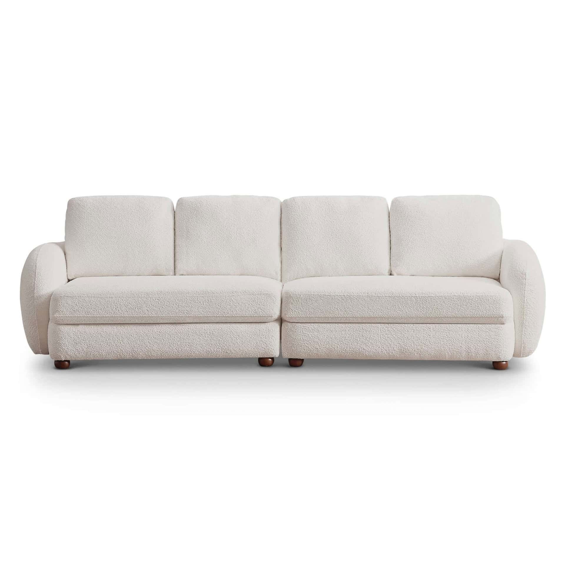 Cream Boucle Sofa With Solid Wood Legs And Puffy Cushions - Cave Supplies with regard to Expert Tips for Maintaining the Beauty of Your Boucle Sofa