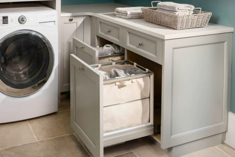 Creating A Stylish And Practical Laundry Room With Pull-Out Hampers ... inside The Hardworking Laundry: Make Room For Hampers And Baskets