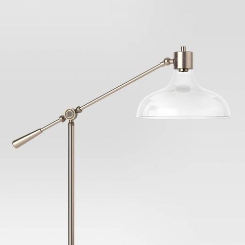 Crosby Bell Floor Lamp Brass With Glass Shade - Threshold™ | Brass ... within Panos 66.25 Tall Floor Lamp With Glass Shade In Brass/Clear