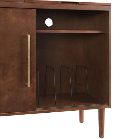 Crosley Furniture Everett Wood Media Console Table In Mahogany/Gold ... pertaining to Everett Media Console Mahogany
