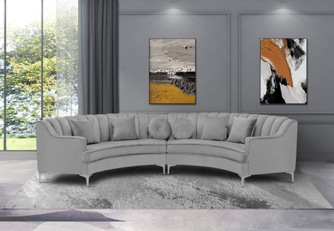 Curved Sectional Sofa Symmetrical Couch – Velvet Curved Symmetrical ... with Ingmar Channel Curved Sofa - Gray