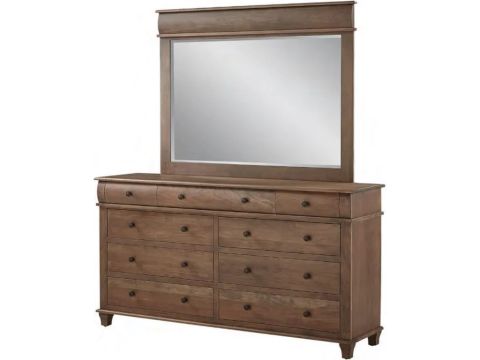 Daniel's Amish Highland 9 Drawer Double Dresser W/Tall Wide Mirror ... in Creating Harmony in Your Bedroom with an Armiston Double Dresser Selection