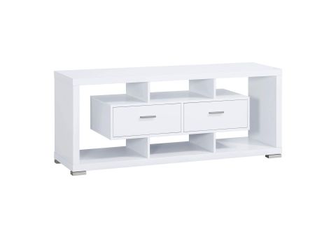 Darien 2-Drawer Engineered Wood 59-Inch Tv Stand White within Casey 2-Drawer Engineered Wood 60" Tv Stand White