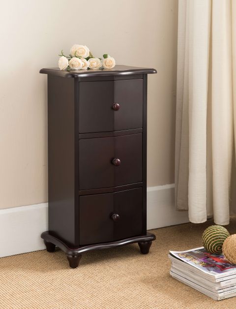 Dark Cherry Wood Accent Display Chest Cabinet With 3 Storage Drawers | Ebay intended for Wooden Chest, Dark Cherry