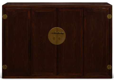 Dark Espresso Elmwood Bi-Fold Door Chinese Ming Media Cabinet - Asian ... within Matte Black Elmwood Bi-Fold Door Chinese Ming Media Cabinet